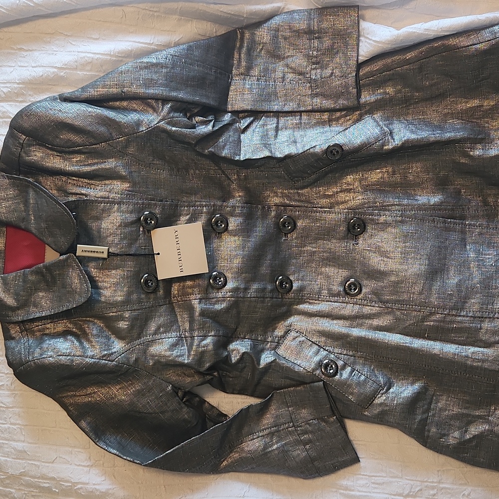 NWT BURBERRY Kids Jacket 3T Metallic Silver